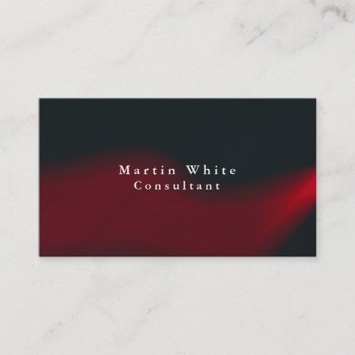 Plain Elegant Black Red Waves Professional Modern Business Card