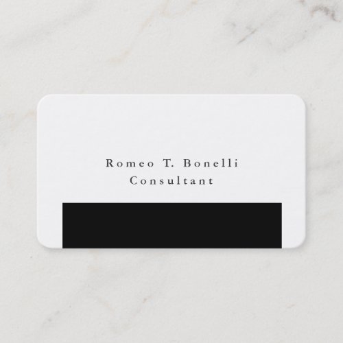 Plain Elegant Black  White Minimalist Design Business Card