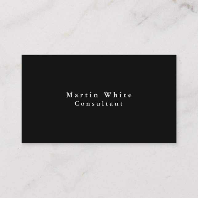 Plain Elegant Black White Professional Modern Business Card (Front)