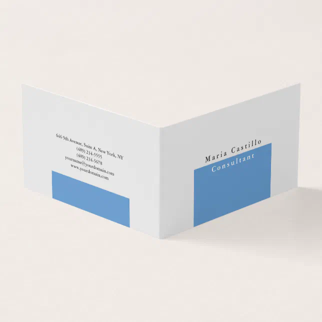 Plain Elegant Blue Grey Minimalist Design Business Card 