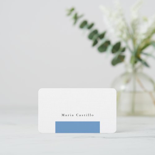 Plain Elegant Blue Grey White Minimalist Design Business Card