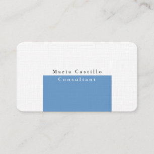 Plain Elegant Blue Grey White Minimalist Design Business Card