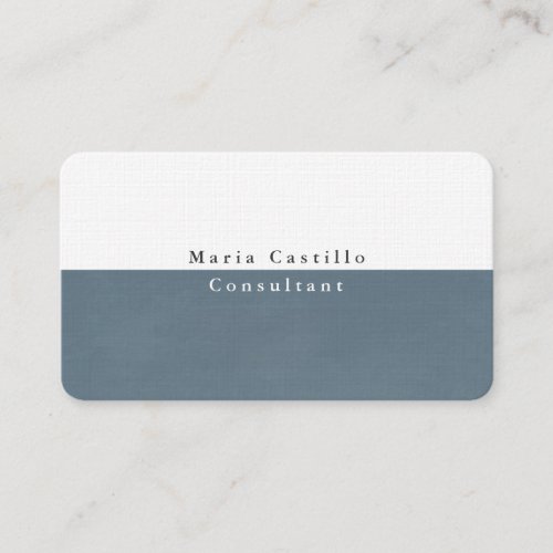 Plain Elegant Blue Grey White Minimalist Modern Business Card