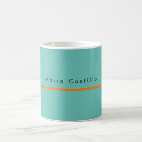 Plain Elegant Blue Orange Minimalist Modern Name Coffee Mug