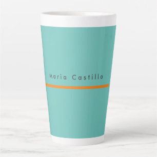 Plain Elegant Blue Orange Minimalist Modern Name Latte Mug