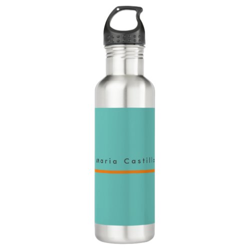 Plain Elegant Blue Orange Minimalist Modern Name Stainless Steel Water Bottle