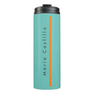 Plain Elegant Blue Orange Minimalist Modern Name Thermal Tumbler