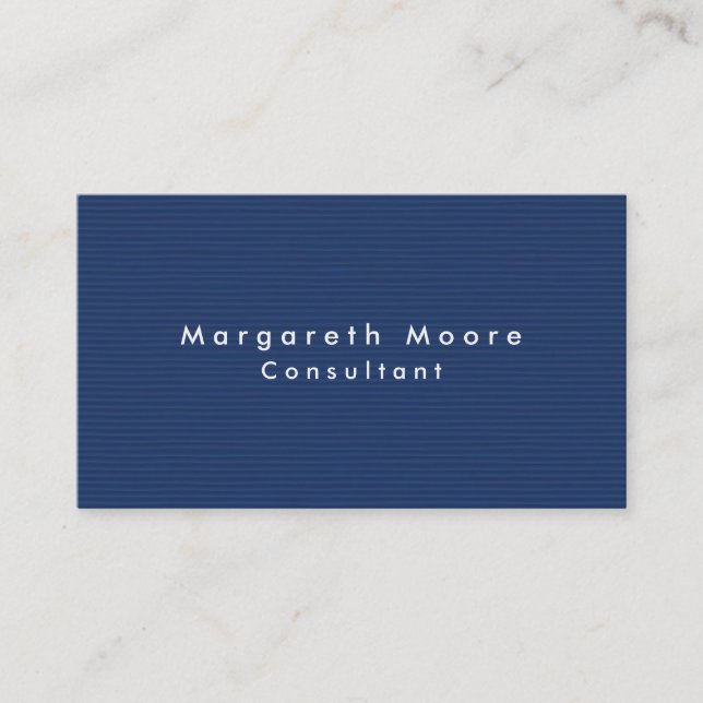 Plain Elegant Blue Professional Minimalist Business Card (Front)