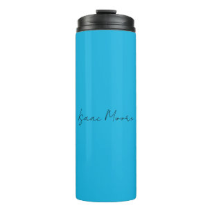 Plain Elegant Blue Script Calligraphy Name Thermal Tumbler