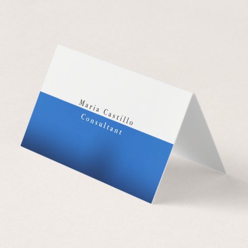 Plain Elegant Blue White Minimalist Business Card