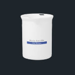Plain Elegant Blue White Minimalist Design Beverage Pitcher<br><div class="desc">Simple blue - white,  modern,  minimalist design. This template can be customized to meet all professional occupations.</div>