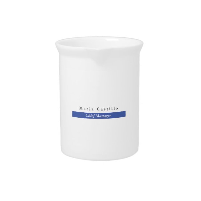 Plain Elegant Blue White Minimalist Design Beverage Pitcher (Front)