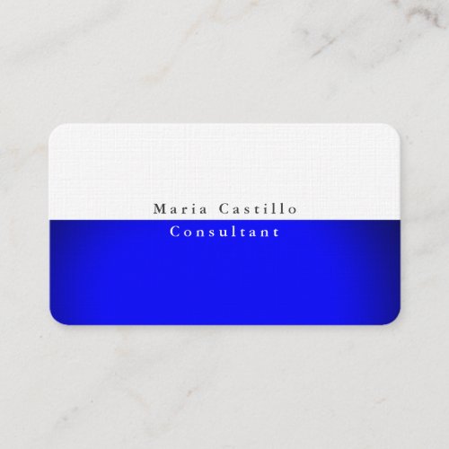 Plain Elegant Blue White Minimalist Design Business Card