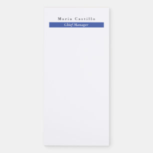 Plain Elegant Blue White Minimalist Design Magnetic Notepad