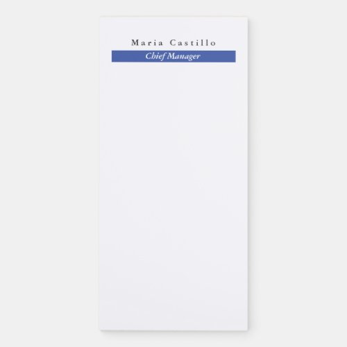 Plain Elegant Blue White Minimalist Design Magnetic Notepad