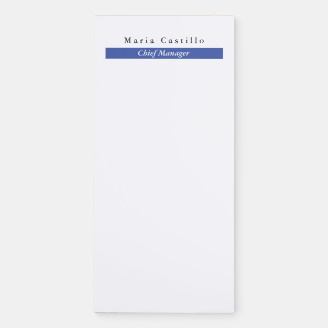 Plain Elegant Blue White Minimalist Design Magnetic Notepad (Front)