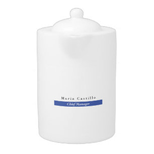 Plain Elegant Blue White Minimalist Design Teapot