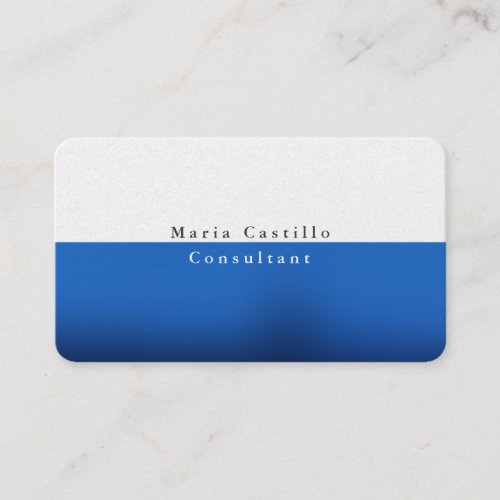 Plain Elegant Blue White Minimalist Premium Pearl Business Card