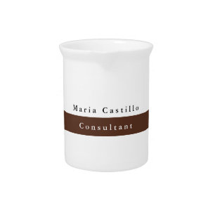 Plain Elegant Brown White Minimalist Beverage Pitcher