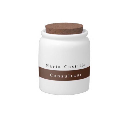 Plain Elegant Brown White Minimalist Candy Jar