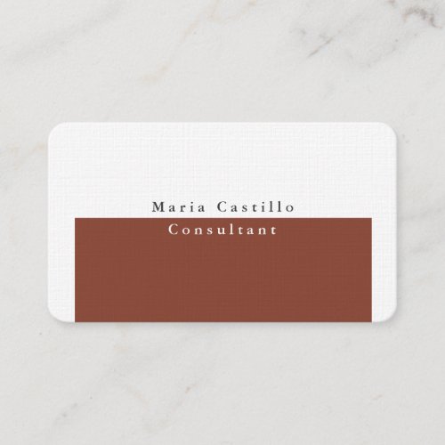 Plain Elegant Brown White Minimalist Design Business Card