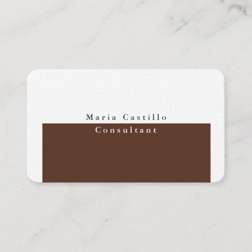 Plain Elegant Brown White Minimalist Design  Business Card