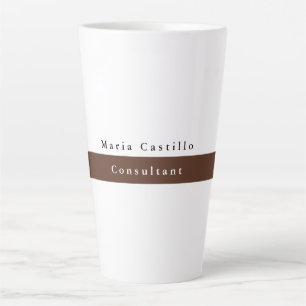 Plain Elegant Brown White Minimalist Latte Mug