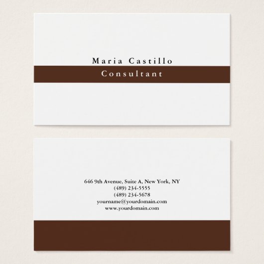 Plain Elegant Brown White Minimalist Profile Card (Front & Back)