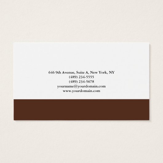 Plain Elegant Brown White Minimalist Profile Card (Back)