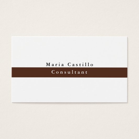 Plain Elegant Brown White Minimalist Profile Card (Front)