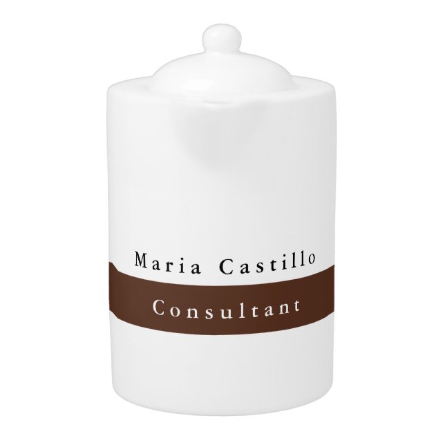 Plain Elegant Brown White Minimalist Teapot (Front)