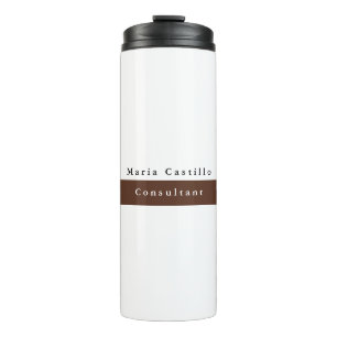 Plain Elegant Brown White Minimalist Thermal Tumbler