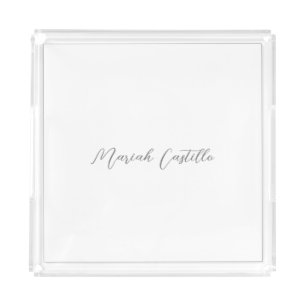 Plain Elegant Calligraphy Script Minimalist Name Acrylic Tray