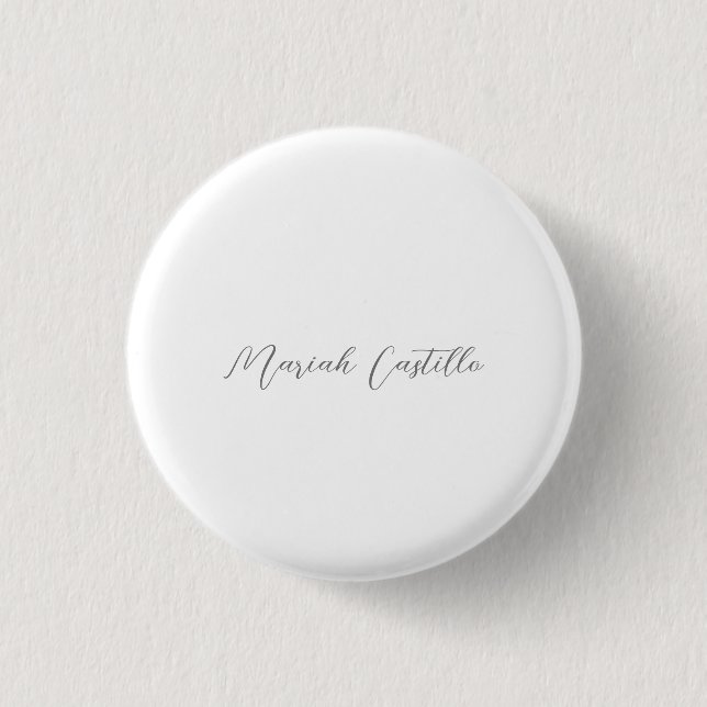 Plain Elegant Calligraphy Script Minimalist Name Button (Front)