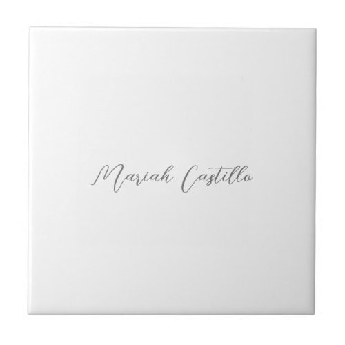 Plain Elegant Calligraphy Script Minimalist Name Ceramic Tile