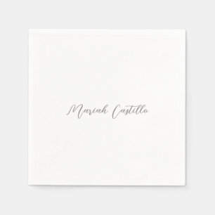 Plain Elegant Calligraphy Script Minimalist Name Napkins