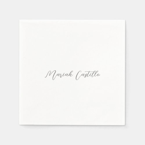 Plain Elegant Calligraphy Script Minimalist Name Napkins