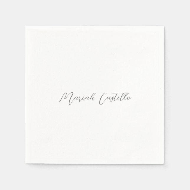 Plain Elegant Calligraphy Script Minimalist Name Napkins (Front)