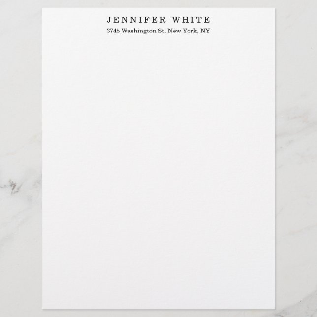 Plain Elegant Classical Black White Minimalist Letterhead (Front)