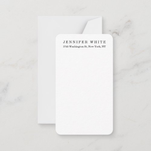 Plain Elegant Classical Black White Minimalist Note Card