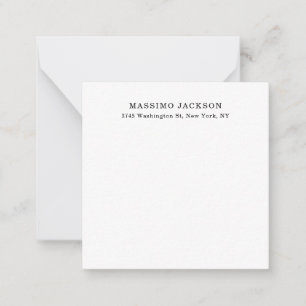 Plain Elegant Classical Black White Minimalist Note Card