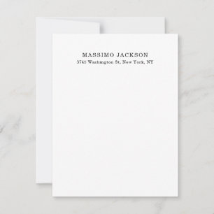 Plain Elegant Classical Black White Minimalist Note Card