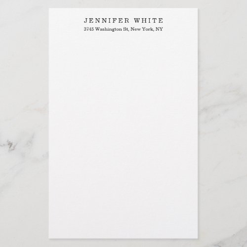 Plain Elegant Classical Black White Minimalist Stationery