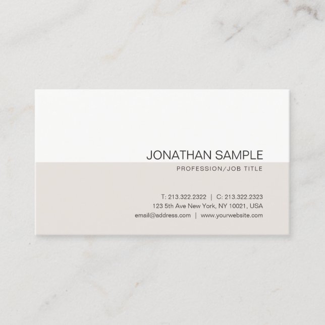 Plain Elegant Colors Sleek Professional Modern Business Card (Front)