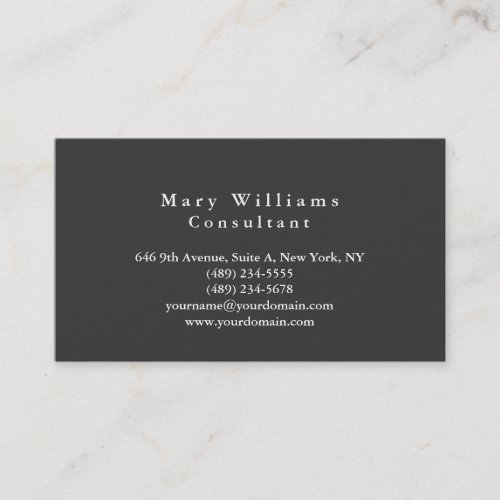 Plain Elegant Gray Background Professional Modern Business Card
