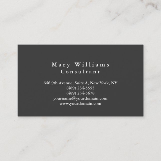Plain Elegant Gray Background Professional Modern Business Card (Front)