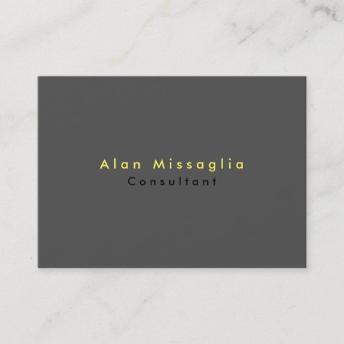 Plain Elegant Gray Yellow Minimalist Business Card