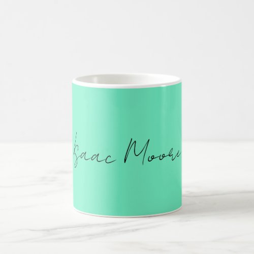 Plain Elegant Green Blue Script Calligraphy Name Coffee Mug