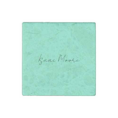 Plain Elegant Green Blue Script Calligraphy Name Stone Magnet