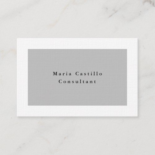 Plain Elegant Grey White Minimalist Modern Business Card